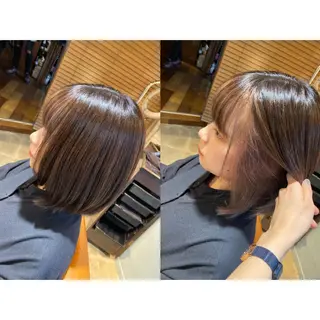 カラー 🩵盛れる顔周り/ 艶カラーemi🩵のヘアスタイル