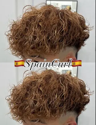メンズ イオ/スペインカール /フェードのヘアスタイル