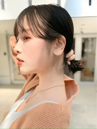 ミディアム 縮毛矯正/小顔前髪 ボブ 秋本凌汰のヘアスタイル