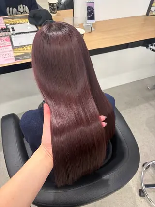 ロング カラー 💗愛され暖色💗 ピンク/レッド💗のヘアスタイル