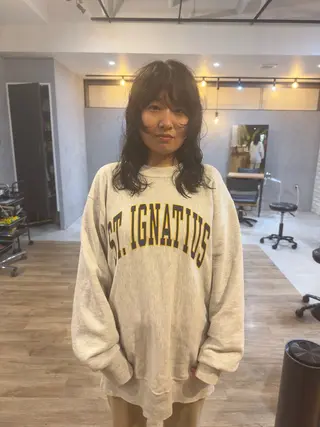 セミロング パーマ Basis 田口豪司のヘアスタイル