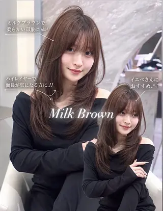 セミロング カラー ヘアアレンジ 🖤kana韓国ヘア 艶髪カラー特化🖤のヘアスタイル