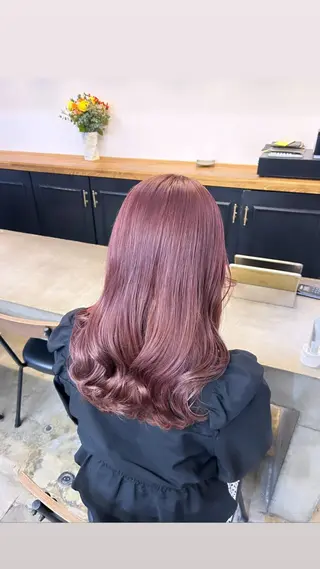 ロング カラー 🌷ラベンダーピンク 顔まわり🌷ねいろのヘアスタイル