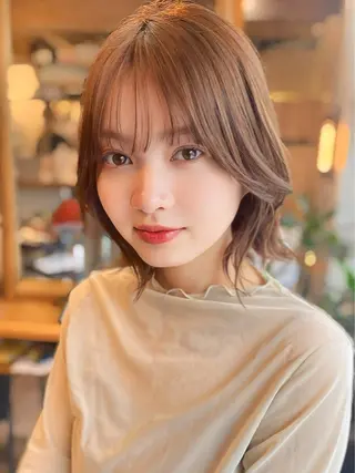 ショート 縮毛矯正/小顔前髪 ボブ 秋本凌汰のヘアスタイル