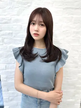セミロング 前髪顔まわりカット 🌈中村海聖のヘアスタイル