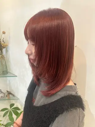 セミロング カラー 透けるbrown カラー🎗♡yukaのヘアスタイル