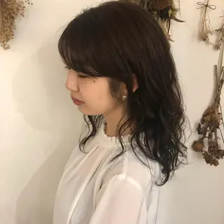 セミロング カラー 髪質改善/レイヤー/ お顔まわり/Ami.のヘアスタイル