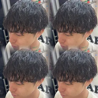 ミディアム メンズ 焼津メンズパーマ特化 大石雄生のヘアスタイル