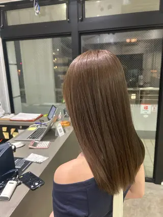ロング カラー 髪質改善×ハイトーン レイヤー天神美容室のヘアスタイル