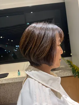 ショート ハイライトをしない 白髪ぼかし/北浜のヘアスタイル