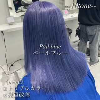 ロング カラー ラベンダー💜 グレージュ🩶のヘアスタイル