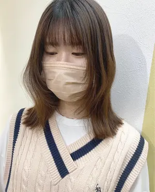 ミディアム パーマ hubhair レイヤー/透明感のヘアスタイル
