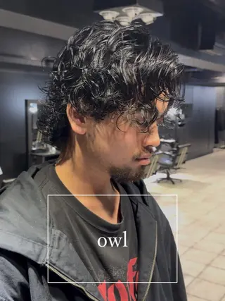 ミディアム パーマ メンズ専門 美容師✨ アメ村 堀江颯瑛のヘアスタイル