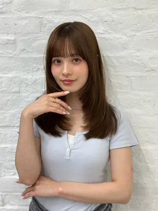 セミロング 前髪顔まわりカット 🌈中村海聖のヘアスタイル