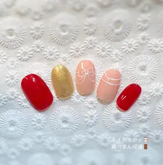ネイル ショートネイル 森のさんぽ道のネイルデザイン