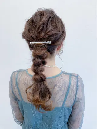 セミロング カラー パーマ ヘアアレンジ Luxbe hakataのヘアスタイル