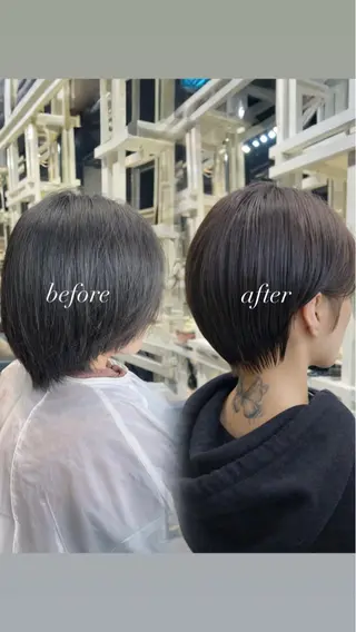 ショート 恵比寿韓国レイヤー× 艶透明感カラー大場のヘアスタイル