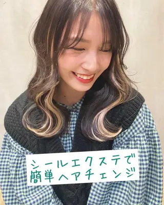 セミロング あやか 白髪ぼかしハイライトのヘアスタイル
