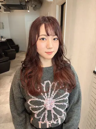 ミディアム カラー ウルフカット レイヤーカット上柿のヘアスタイル