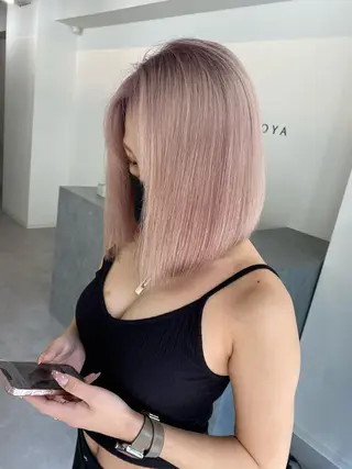 ミディアム カラー ブリーチ 透明感HIDEのヘアスタイル