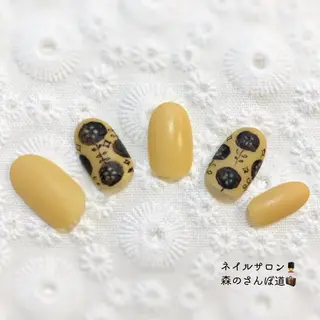 ネイル ショートネイル 森のさんぽ道のネイルデザイン