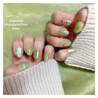 ミディアム ネイル 🐾enen style 🐾のネイルデザイン