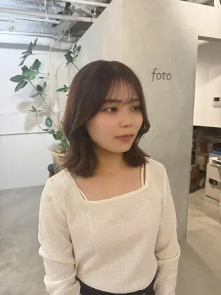 セミロング 新宿/顔周りカット +レイヤー=しずく♩のヘアスタイル