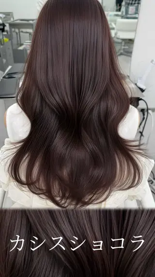セミロング カラー 透明感カラー🩶 ×小顔カット難波のヘアスタイル