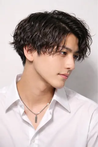 ミディアム パーマ 深夜23時まで営業 OR BARBERのヘアスタイル