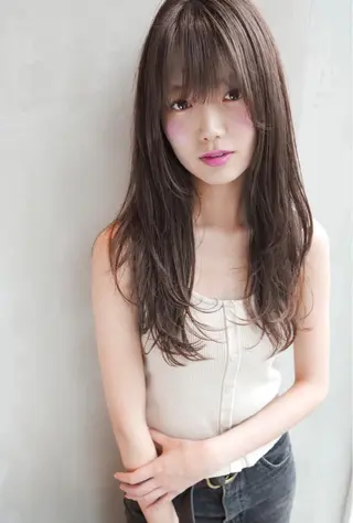 ロング カラー レイヤー べージュ 白石研太のヘアスタイル