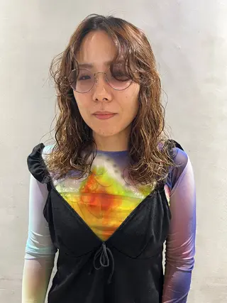 セミロング パーマ ヘアアレンジ nishi fuyumiのヘアスタイル