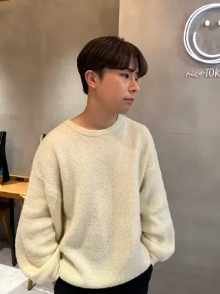 メンズ 縮毛矯正ボブ&顔まわ レイヤー♡TOMOEのヘアスタイル