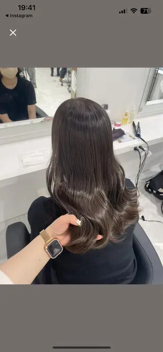 ロング カラー パーマ ヘアアレンジ メンズ キッズ ブリーチなしカラー/ ブラウン/レイヤーのヘアスタイル