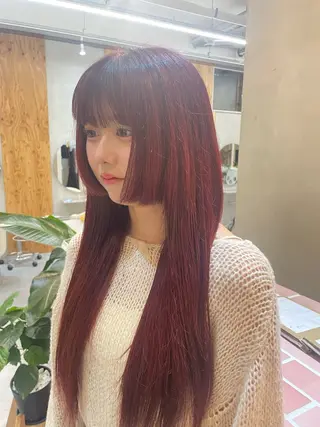 ロング カラー 縮毛矯正/暖色カラー ピンクベージュのヘアスタイル