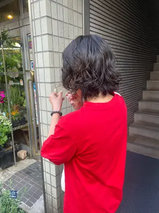 ミディアム パーマ メンズ 韓国レイヤー/透明感 カラー/RIN🎀のヘアスタイル