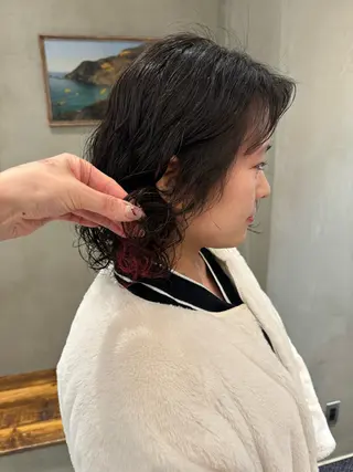 セミロング 新宿/顔周りカット +レイヤー＝しずく♩のヘアスタイル