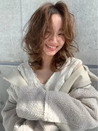 ミディアム カラー パーマ レイヤーボブ/ボブ 仲川和人のヘアスタイル
