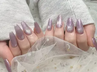 セミロング パンダ ネイルのネイルデザイン