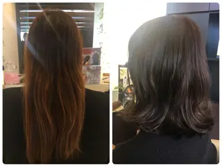 ミディアム カラー 安永 里帆のヘアスタイル