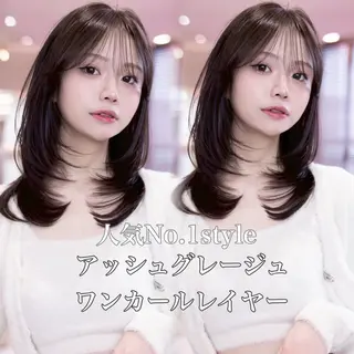 セミロング カラー 新宿/レイヤー/ 透明感カラーしょうごのヘアスタイル