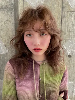 セミロング パーマ パーマ/ロング 岩山丈一郎のヘアスタイル