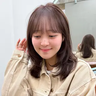 ミディアム カラー 顔周り✂️透明感 レイヤー/みっきーのヘアスタイル