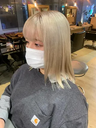 ミディアム カラー 美髪・シールエクステ ホソタニリョウコのヘアスタイル