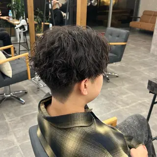 ショート パーマ メンズ momo🎀毛流れ パーマ/🚹限定のヘアスタイル
