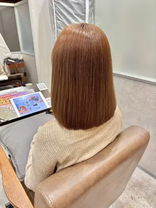 ミディアム カラー 久保田康雅 辻堂 髪質改善×縮毛矯正のヘアスタイル