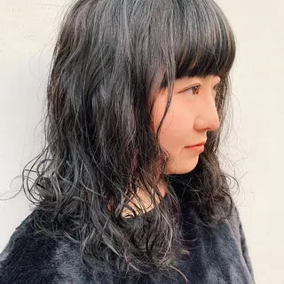 セミロング パーマ 中川 竜誠のヘアスタイル