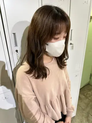 セミロング 🔥コテ巻き風 ボブパーマ🔥のヘアスタイル