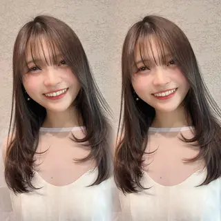 ミディアム カラー 興津/韓国レイヤー ダブルカラー美髪縮毛のヘアスタイル
