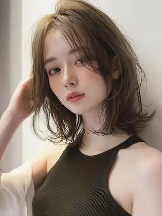 ミディアム 𝓨̆̈𝓾𝓲ྀི 🫧カットモデルのヘアスタイル