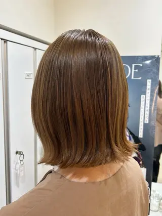 セミロング カラー ゆめ ベージュカラーのヘアスタイル